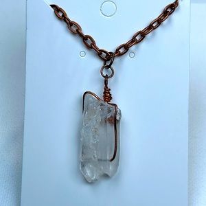 Handmade Copper Multi Quartz Crystal Point Healing Energy Conductor Necklace